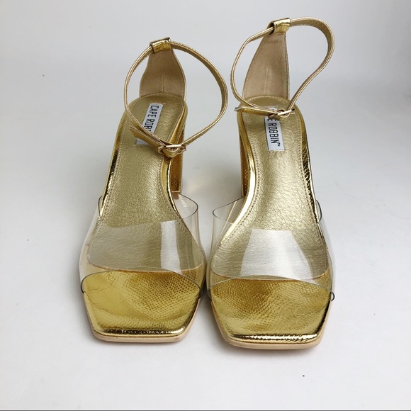 Cape Robbin Gold/Clear Block Heels Size 6 1/2” - Picture 3 of 8